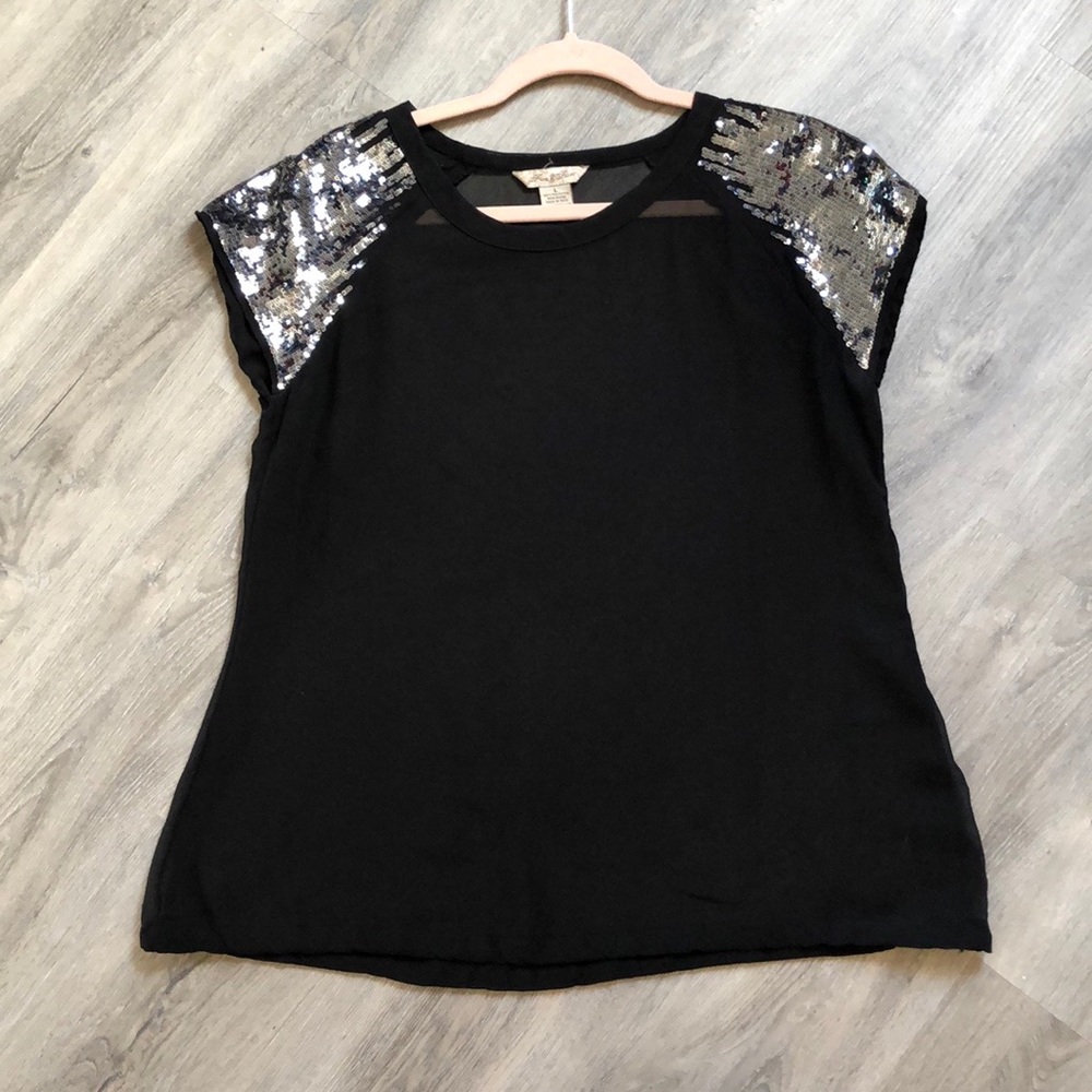 Shear sequin blouse